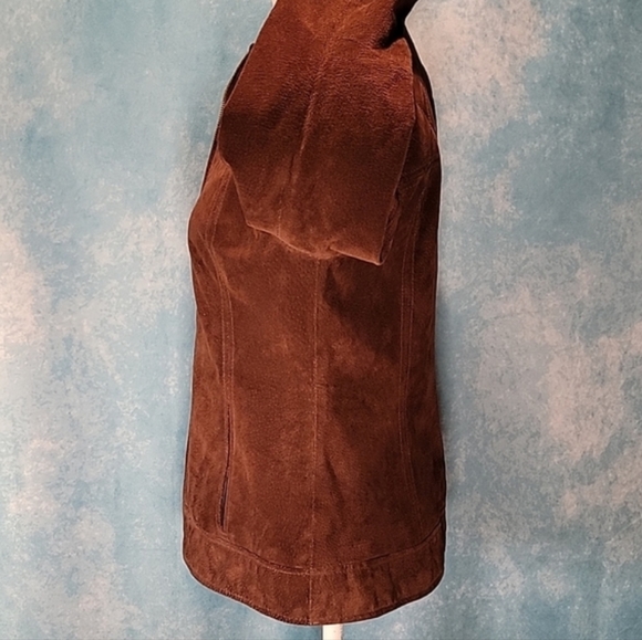 🧡Suede Ruff Hewn Leather Jacket with Quilted Accents on Yolks/Sleeves - Picture 12 of 15